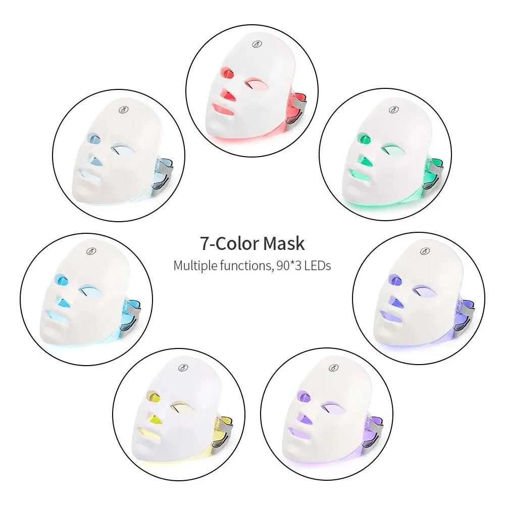 7 Colors LED Red Light Photon Therapy Facial Mask