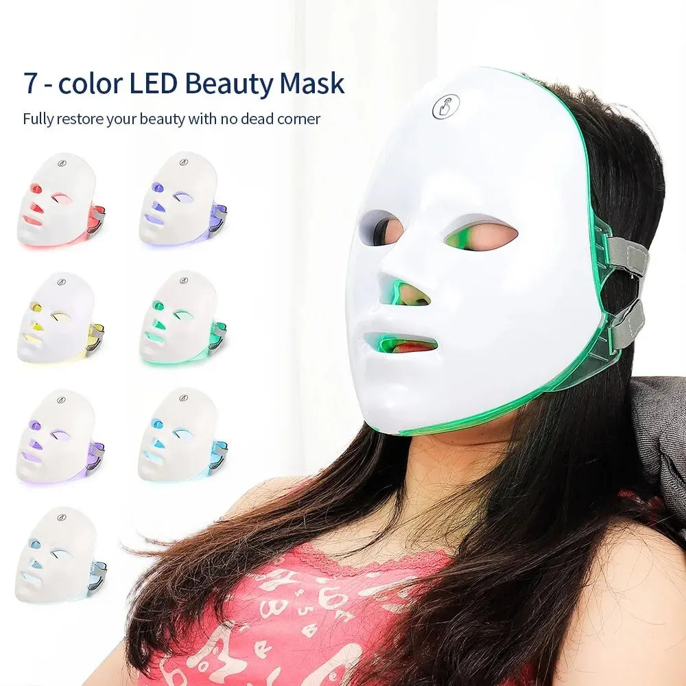 7 Colors LED Red Light Photon Therapy Facial Mask