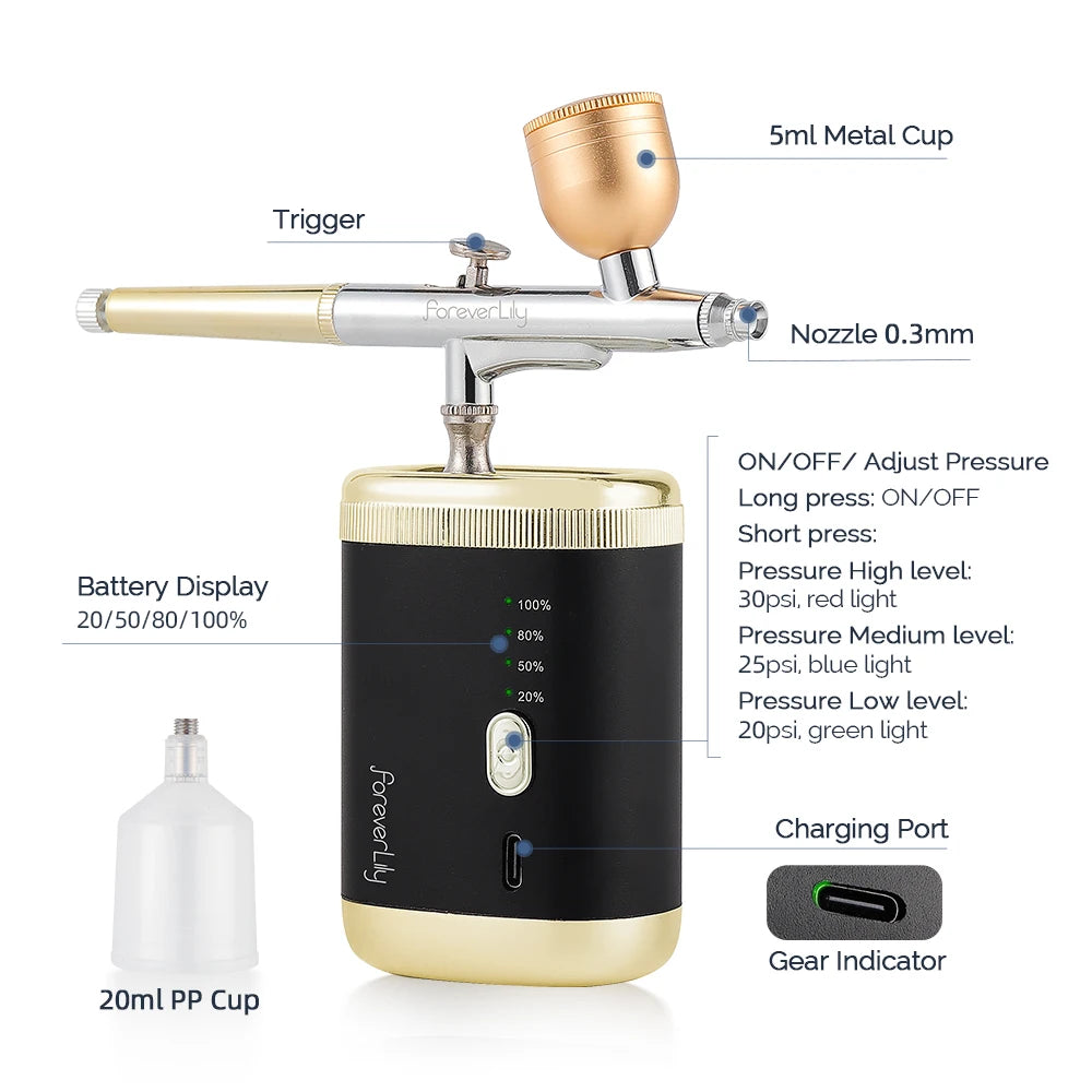 30Psi High Pressure 3 Levels Portable Airbrush For Nails