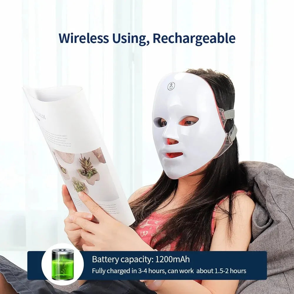 7 Colors LED Red Light Photon Therapy Facial Mask
