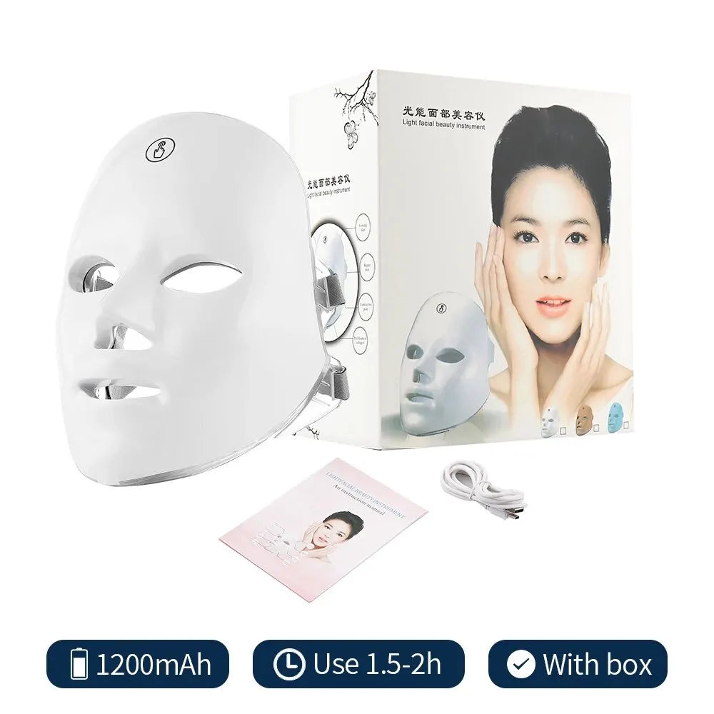 7 Colors LED Red Light Photon Therapy Facial Mask