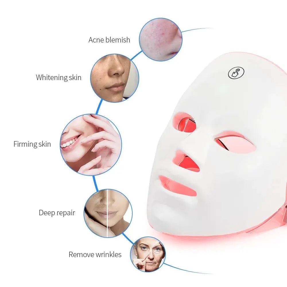 7 Colors LED Red Light Photon Therapy Facial Mask