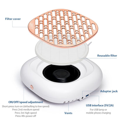 130W Super Suction Brushless Nail Dust Extractor