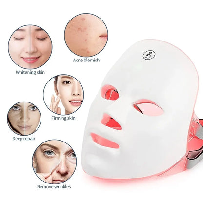 7 Colors LED Red Light Photon Therapy Facial Mask